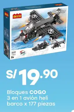 Tottus Cogo bloques 3 en 1 avión heli barco oferta