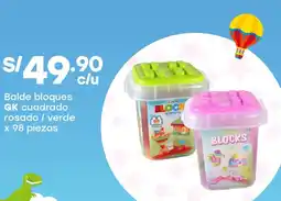 Tottus GK balde bloques cuadrado rosado / verde oferta