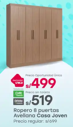 Tottus Casa joven ropero 8 puertas avellana oferta