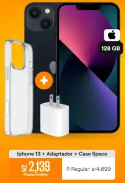 Promart Iphone 13 + adaptador + case space oferta
