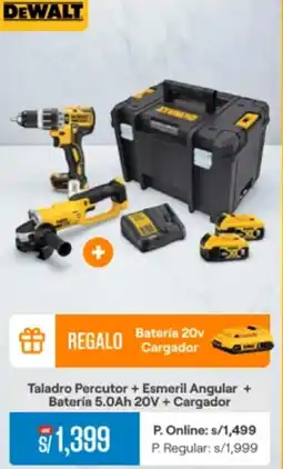 Promart Dewalt taladro percutor + esmeril angular oferta
