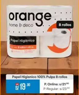 Promart Orange home & deco papel higienico 100% pulpa oferta