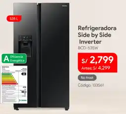 Hiraoka Hisense refrigeradora side by side inverter oferta