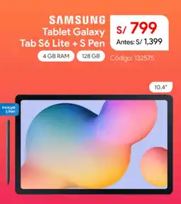 Hiraoka Samsung tablet galaxy tab S6 lite + S pen oferta