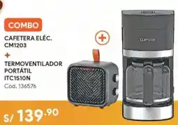 Hiraoka Cafetera eléc. cm1203+ termoventilador portátil itc1510n oferta