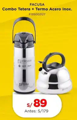 La Curacao Facusa combo tetera + termo acero inox. oferta