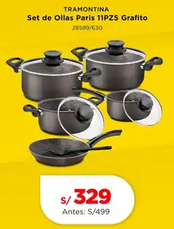 La Curacao Tramontina set de ollas paris 11pzs grafito oferta