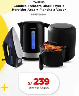 La Curacao Taurus combro freidora black fryer + hervidor aroa + plancha a vapor oferta