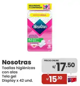 Vega Nosotras toallas higiénicas con alas tela gel display oferta