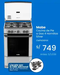 Tiendas EFE Mabe cocina de pie a gas 4 hornillas silver oferta
