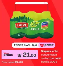 Wong Laive sixpack leche concentrada sin lactosa botella oferta