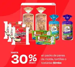 Wong Bimbo en packs de panes de molde, tortillas o tostadas oferta