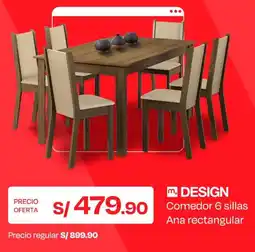 Wong Design comedor 6 sillas ana rectangular oferta