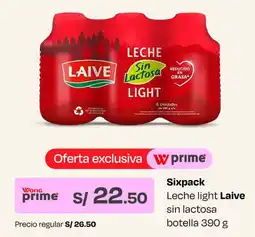 Wong Laive sixpack leche light sin lactosa botella oferta