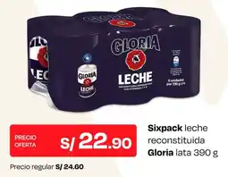 Wong Gloria sixpack leche reconstituida lata oferta