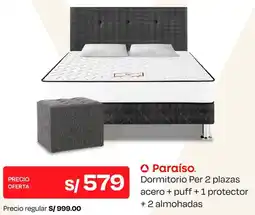 Wong Paraíso dormitorio per acero + puff + 1 protector + 2 almohadas oferta