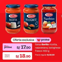 Wong Barilla salsa ricotta, napoletana, bolognesa frasco oferta