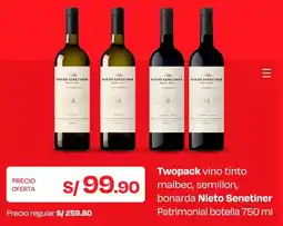 Wong Nieto senetiner twopack vino tinto bonarda patrimonial botella oferta