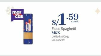 Makro Fideo spaghetti m&k oferta
