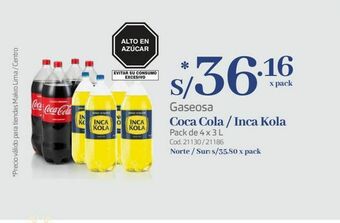 Makro Gaseosa coca cola / inca kola oferta