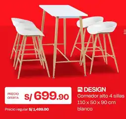 Wong Design comedor alto 4 sillas oferta