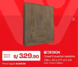 Wong Design closet 6 puertas zapatera oferta
