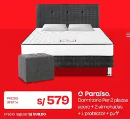 Wong Paraíso dormitorio per acero + 2 almohadas +1 protector + puff oferta