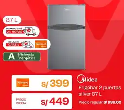 Wong Midea frigobar 2 puertas silver oferta