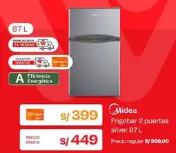 Wong Midea frigobar 2 puertas silver oferta