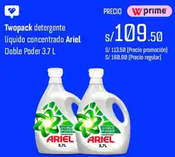 Wong Ariel twopack detergente líquido concentrado oferta