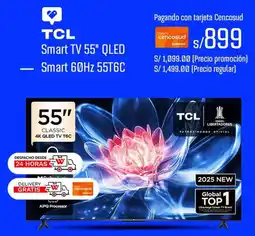 Wong Tcl smart tv 55" oferta