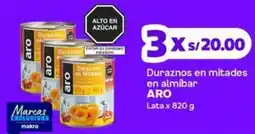 Makro Aro duraznos en mitades en almíbar lata oferta