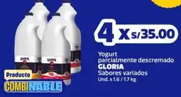 Makro Gloria yogurt parcialmente descremado sabores variados oferta