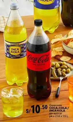 Plaza Vea Coca-cola/ inca kola gaseosas sin azúcar oferta