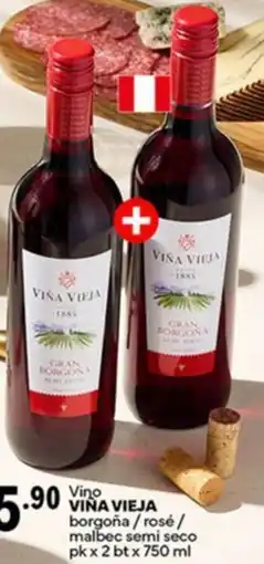 Plaza Vea Viña vieja vino borgoña / rosé / malbec semi seco oferta