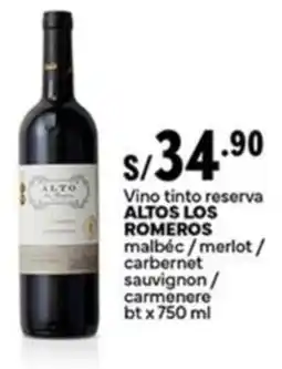 Plaza Vea Altos los romeros vino tinto reserva oferta