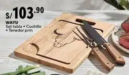 Plaza Vea Wayu set tabla + cuchillo +tenedor prm oferta