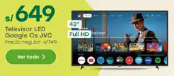 Tottus JVC televisor LED Google OS 43" oferta