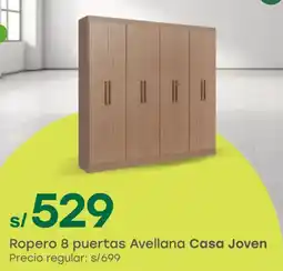 Tottus Casa Joven ropero 8 puertas avellana oferta