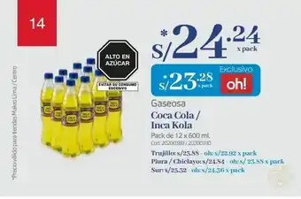 Makro Gaseosa x pack coca cola / inca kola oferta