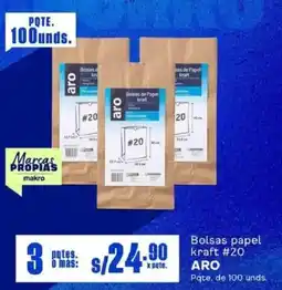 Makro Aro bolsas papel kraft #20 oferta