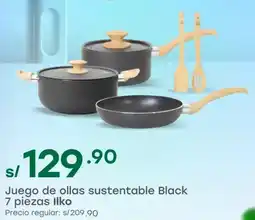 Tottus Ilko juego de ollas sustentable black oferta