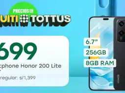 Tottus Honor smartphone 200 lite oferta