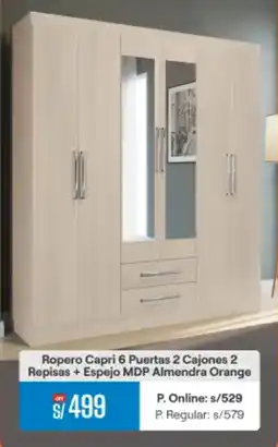 Promart Ropero capri 6 puertas 2 cajones oferta