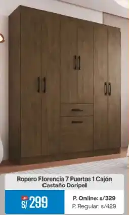 Promart Ropero florencia 7 puertas 1 cajón castaño doripel oferta