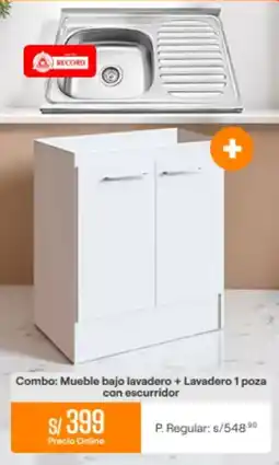 Promart Mueble bajo lavadero + lavadero 1 poza oferta