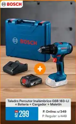 Promart Bosch taladro percutor inalámbrico gsb 183-li oferta