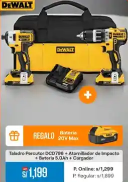 Promart Dewalt taladro percutor dcd796 + atornillador de impacto oferta