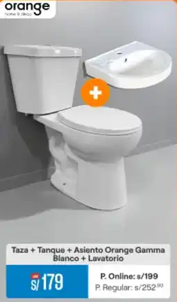 Promart Taza + tanque + asiento orange gamma blanco + lavatorio oferta