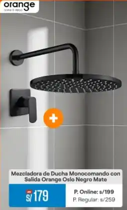 Promart Mezcladora de ducha monocomando con salida orange oslo negro mate oferta